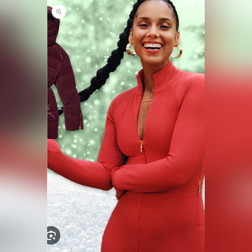 Alicia Keys + Athleta Collab Goddess- Bold Red Bodysuit Jumpsuit Nwt Small